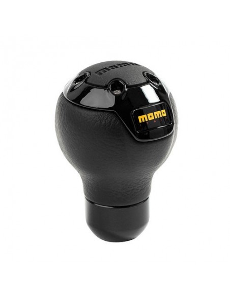 POMELLO CAMBIO PER RETROMARCIA CLASSICA MOMO IN PELLE NERA/ALU N