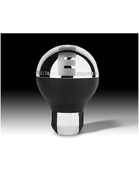 POMELLO CAMBIO PER RETROMARCIA CLASSICA MOMO IN PELLE NERA/CROMO