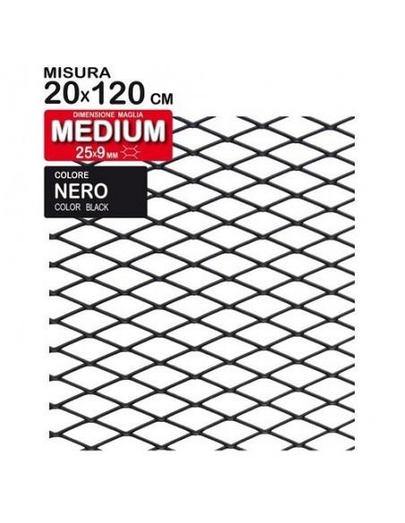 GRIGLIA SPORTIVA 120x20cm ALLUMINIO NERA MEDIUM