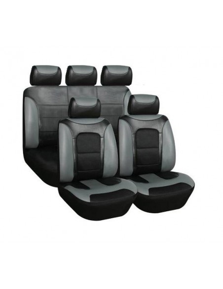 SET COPRISEDILI UNIVERSALI IN SIMILPELLE NERO/GRIGIO