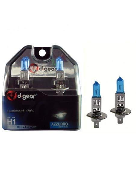 COPPIA LAMPADINE EFFETTO XENON H1 +70% 4500K HYPER BLUE