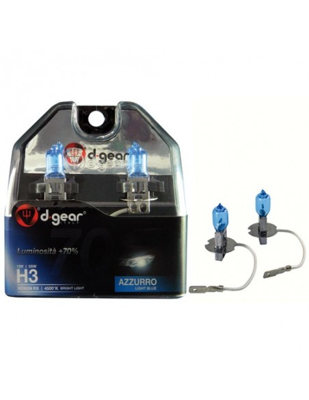 COPPIA LAMPADINE EFFETTO XENON H3 +70% 4500K HYPER BLUE