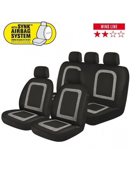 SET COPRISEDILI UNIVERSALI NERO/GRIGIO "NORRIS" IN POLIESTERE