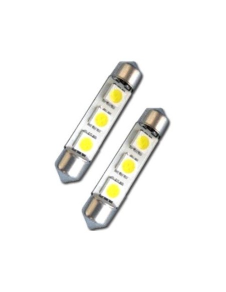 COPPIA LAMPADINE SILURO BLU 3 LED SMD 36MM CANBUS