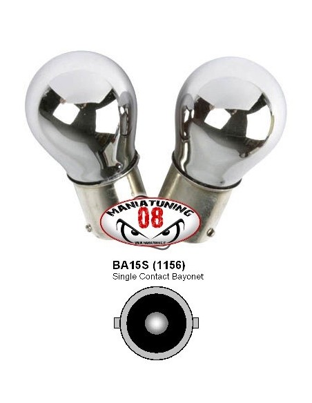 COPPIA LAMPADINE FRECCE CROMATE ARANCIONE BA15 P21W