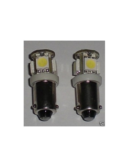 2 LAMPADE PER LUCI POSIZIONE BIANCHI 5 LED SMD BAX9S H6W