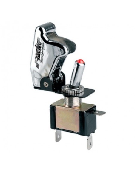 INTERRUTTORE AERONAUTICO KILL SWITCH CAPPA CROMATA + LED ROSSO