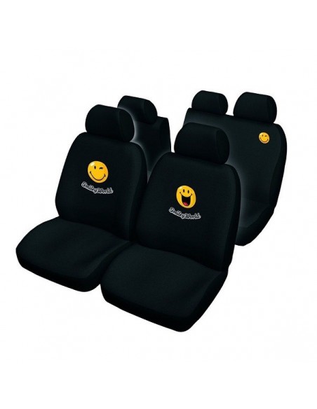 SET COPRISEDILI UNIVERSALI GIALLO/NERO "SMILEY" IN POLIESTERE