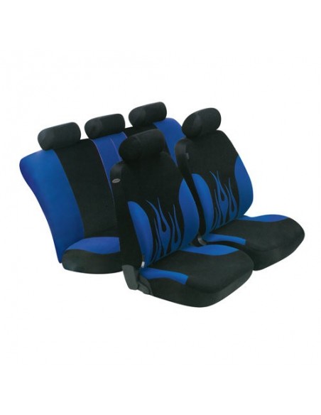 SET COPRISEDILI UNIVERSALI POLIESTERE FLAME BLU ANTERIORE E POST