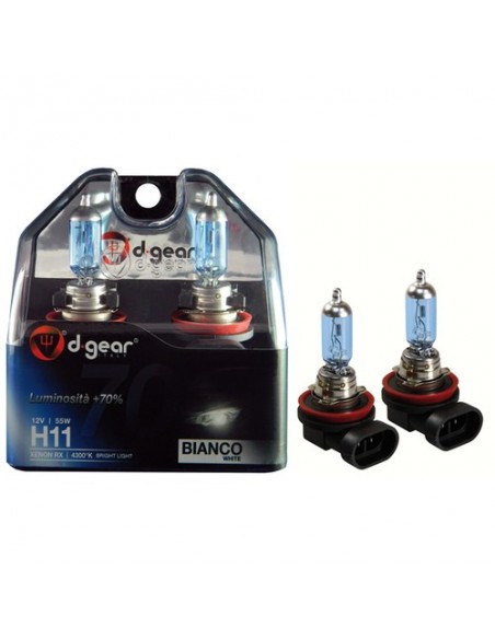 COPPIA LAMPADINE EFFETTO XENON H11 +70% 4300K HYPER WHITE