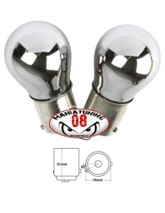 COPPIA LAMPADINE FRECCE CROMATE ARANCIONE BAU15S PY21W