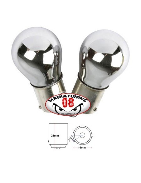 COPPIA LAMPADINE FRECCE CROMATE ARANCIONE BAU15S PY21W