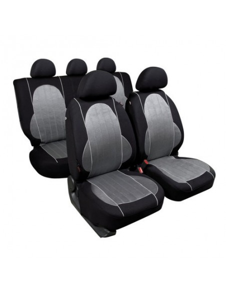 SET COPRISEDILI UNIVERSALI NERO/GRIGIO "ALYSSA" IN POLIESTERE