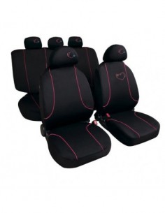 SET COPRISEDILI UNIVERSALI NERO/ROSA "CHIC" IN POLIESTERE