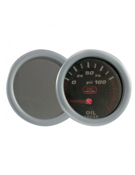 MANOMETRO PRESS.OLIO SPECCHIO SFONDO NERO ILLUMINAZIONE BIANCA