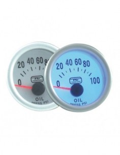 MANOMETRO PRESSIONE OLIO SFONDO BIANCO ILLUMINAZIONE BLU