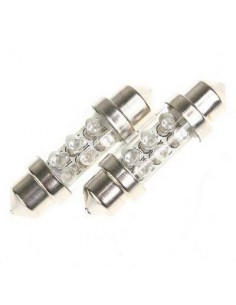 COPPIA LAMPADINE SILURO ROSSO 6 LED SMD 39MM T11 C21W