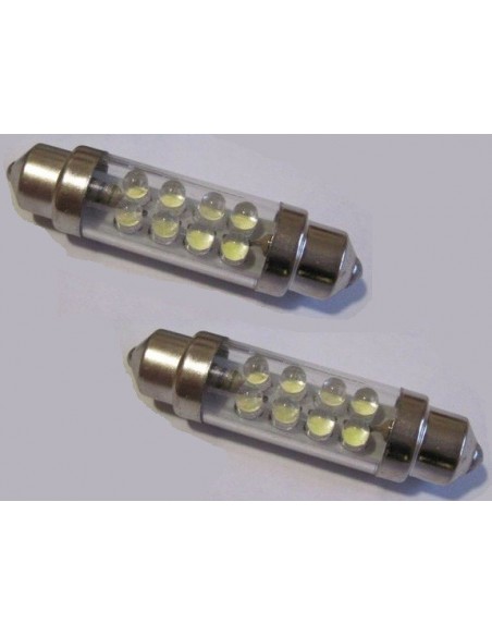 COPPIA LAMPADINE SILURO BIANCO 8 LED SMD 42MM C21W