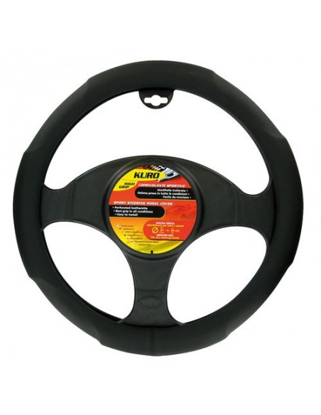 COPRIVOLANTE UNIVERSALE AUTO IN SIMILPELLE NERO 35/37cm