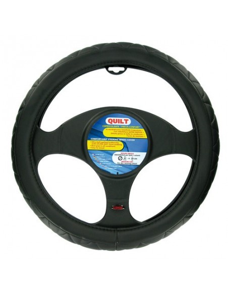 COPRIVOLANTE UNIVERSALE AUTO IN SIMILPELLE NERO 35/37cm