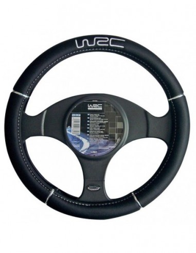 COPRIVOLANTE UNIVERSALE AUTO IN PELLE NERO + ANELLINI WRC