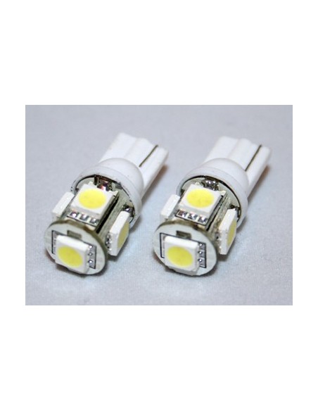 COPPIA LAMPADINE LUCE POSIZIONE BIANCO 5 LED T10 W5W