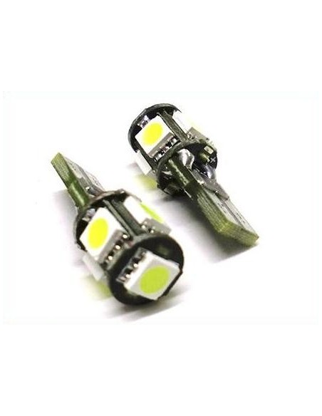 COPPIA LAMPADINE PER LUCI POSIZIONE 5 LED BIANCHI T10 W5W CANBUS