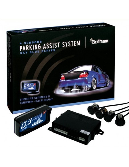 KIT 4 SENSORI DI PARCHEGGIO CON DISPLAY RETTANGOLARE BLU DIGITAL
