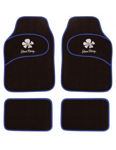 TAPPETI UNIVERSALI IN MOQUETTE NERO/AZZURRO "SIMONI RACING"