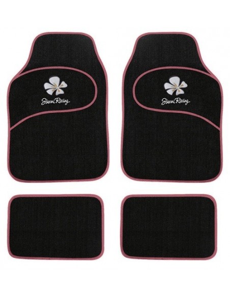 TAPPETI UNIVERSALI IN MOQUETTE NERO/ROSA "SIMONI RACING"