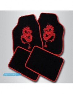 TAPPETI UNIVERSALI IN MOQUETTE NERO/ROSSO BIG DRAGON...