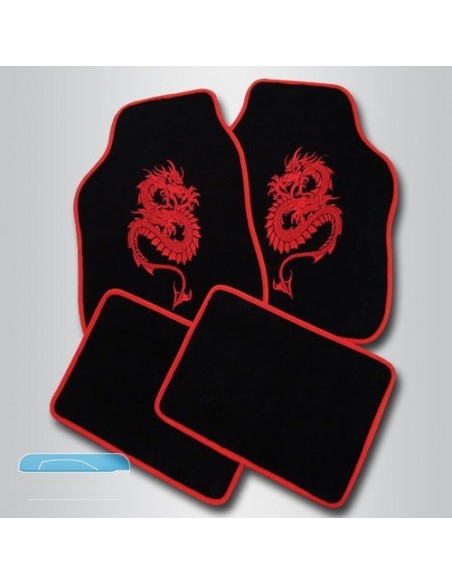 TAPPETI UNIVERSALI IN MOQUETTE NERO/ROSSO BIG DRAGON "D-GEAR"
