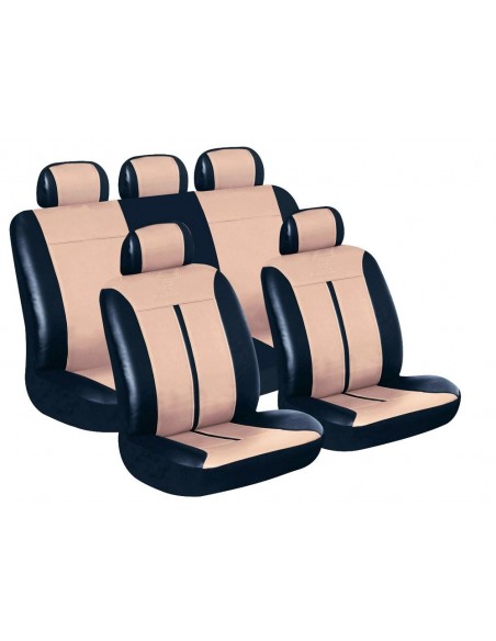 SET COPRISEDILI UNIVERSALI "BUFFALO" IN SIMILPELLE NERI/BEIGE