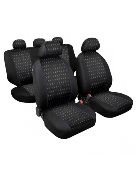 SET COPRISEDILI UNIVERSALI NERO/BLU "SQUARE" IN POLIESTERE