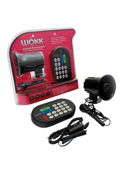 SIRENA CON 46 SUONI ELETTRONICI DIFFERENTI, MICROFONO E CONNESSI