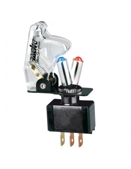 INTERRUTTORE AERONAUTICO KILL SWITCH CAPPA TRASPARENTE + LED BLU