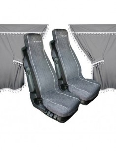 SET COPRISEDILI GRIGI MICROFIBRA + TENDE + FASCIA PER CAMION