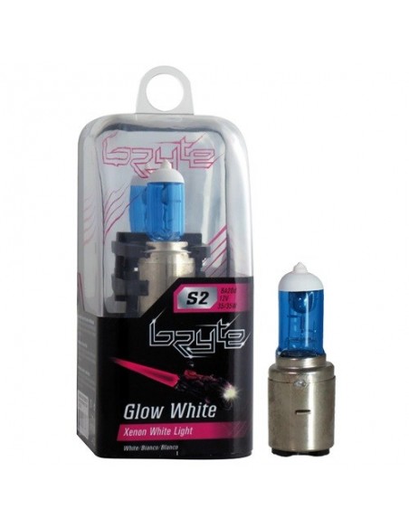 LAMPADINA EFFETTO XENON S2 BA20D +25% 4500K GLOW WHITE BRYTE