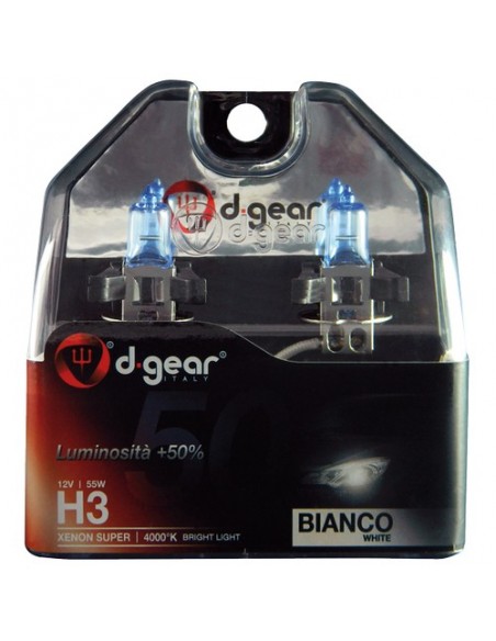 COPPIA LAMPADINE EFFETTO XENON H3 +50% 4000K SUPER WHITE