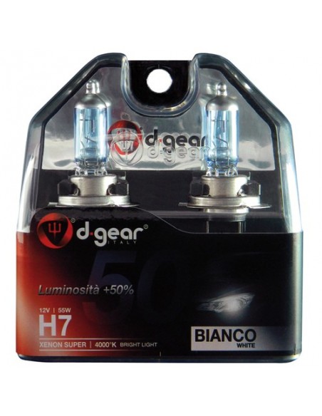 COPPIA LAMPADINE EFFETTO XENON H7 +50% 4000K SUPER WHITE