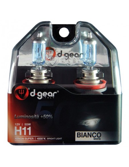 COPPIA LAMPADINE EFFETTO XENON H11 +50% 4000K SUPER WHITE