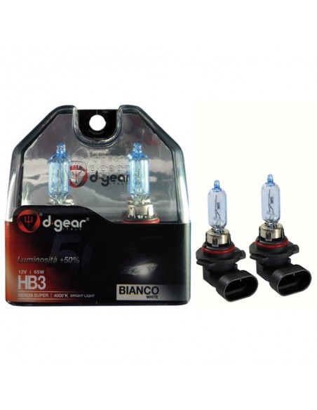 COPPIA LAMPADINE EFFETTO XENON HB3 +50% 4000K SUPER WHITE