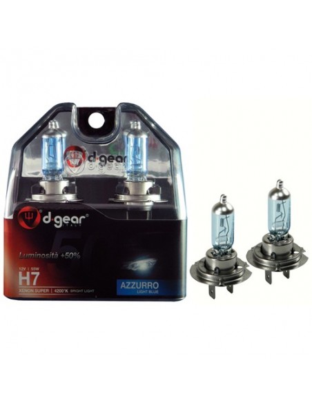 COPPIA LAMPADINE EFFETTO XENON H7 +50% 4200K SUPER BLUE