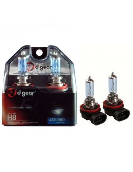 COPPIA LAMPADINE EFFETTO XENON H8 +50% 4200K SUPER BLUE