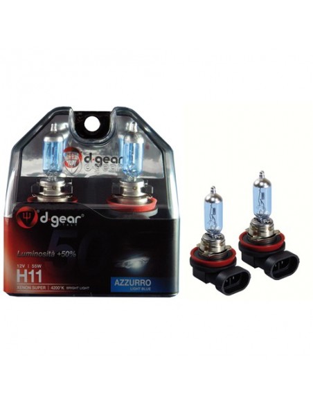 COPPIA LAMPADINE EFFETTO XENON H11 +50% 4200K SUPER BLUE