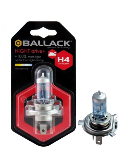 LAMPADINA EFFETTO XENON H4 +100% NIGHT DRIVE+ BALLACK
