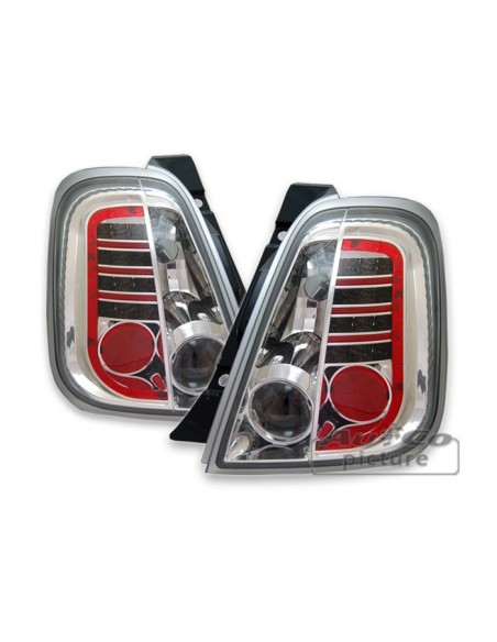 FARI POSTERIORI A LED CROMATI FIAT 500 DAL 2007-