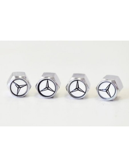 TAPPI COPRIVALVOLA UNIVERSALI CON LOGO MERCEDES IN ALLUMINIO