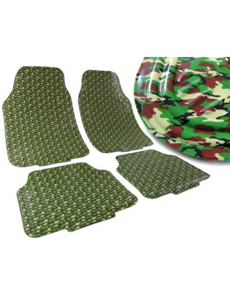 4 TAPPETI SPORTIVI IN GOMMA CROMATI UNIVERSALI LOOK MILITARE