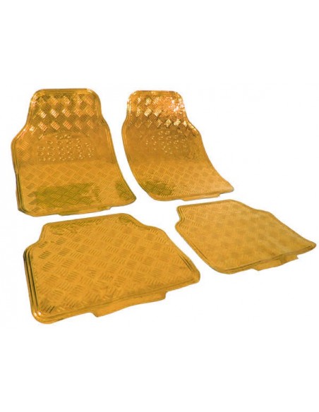 4 TAPPETI SPORTIVI IN GOMMA CROMATI UNIVERSALI LOOK ORO / GOLD